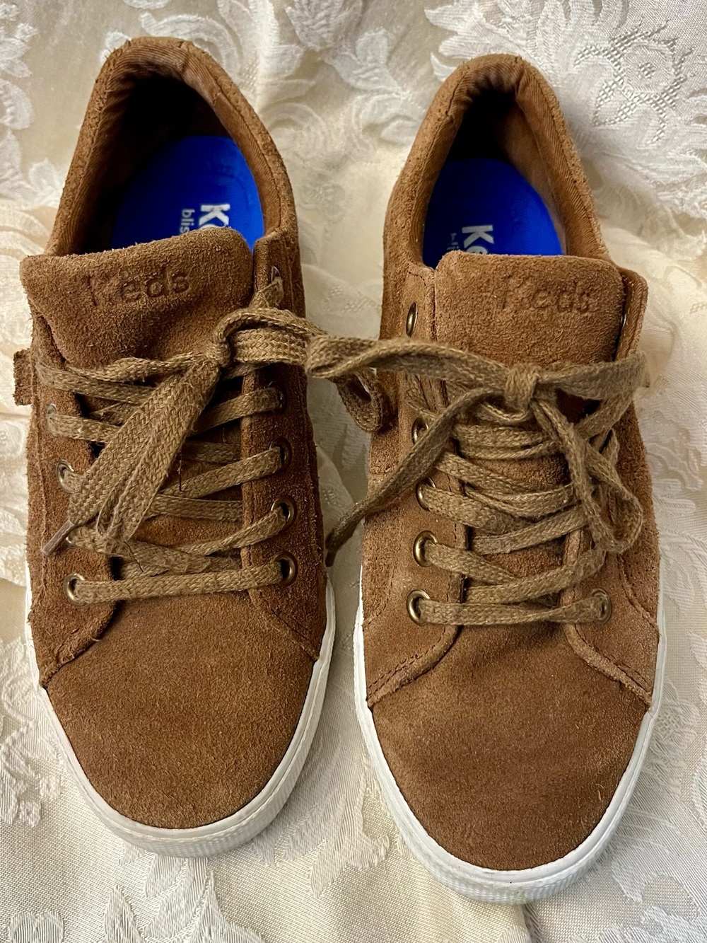 Keds Jump Kick Duo Suede Low Top Sneakers Brown Cognac Womens Casual Shoes 7.5